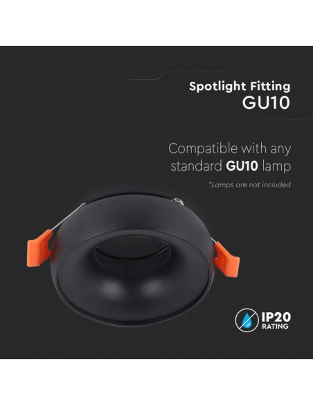 6696-Portafaretto LED da Incasso GU Rotondo Colore Nero Riflettore Nero con Supporto Inclinato-5
