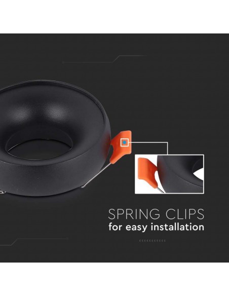 6696-Portafaretto LED da Incasso GU Rotondo Colore Nero Riflettore Nero con Supporto Inclinato-6