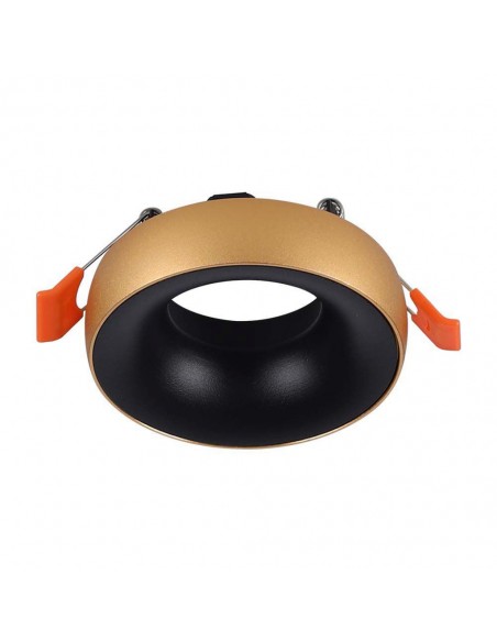 6697-Portafaretto LED da Incasso GU Rotondo Colore Oro Riflettore Nero con Supporto Inclinato-1