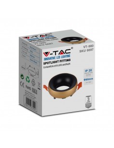 6697-Portafaretto LED da Incasso GU Rotondo Colore Oro Riflettore Nero con Supporto Inclinato-1 2