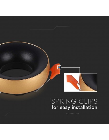 6697-Portafaretto LED da Incasso GU Rotondo Colore Oro Riflettore Nero con Supporto Inclinato-6