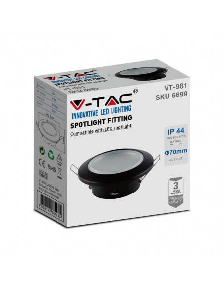 6699-Portafaretto LED da Incasso Rotondo GU Colore Nero-2