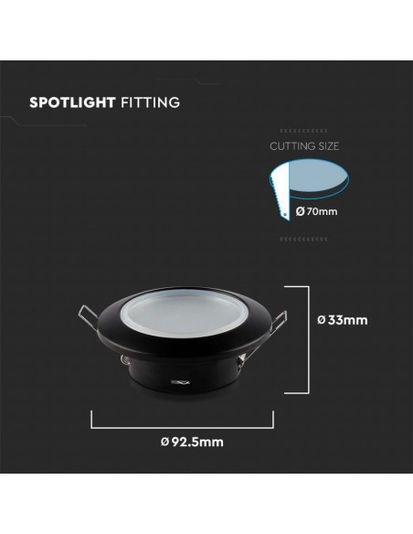 6699-Portafaretto LED da Incasso Rotondo GU Colore Nero-3