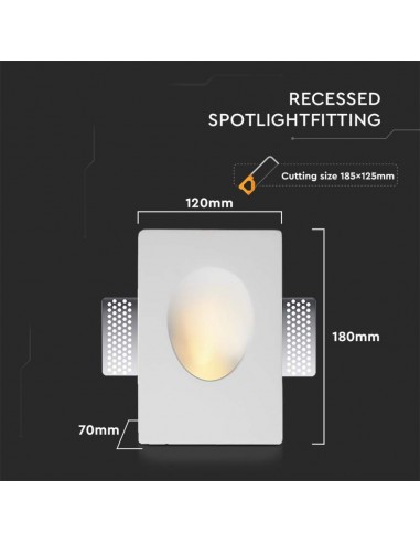 6770-Portafaretto LED da Incasso rettangolare GU in Gesso Colore Bianco-3