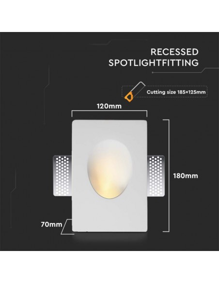 6770-Portafaretto LED da Incasso rettangolare GU in Gesso Colore Bianco-3