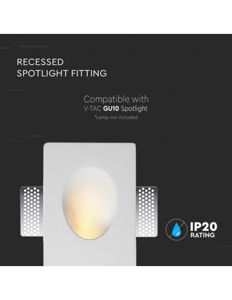 6770-Portafaretto LED da Incasso rettangolare GU in Gesso Colore Bianco-5