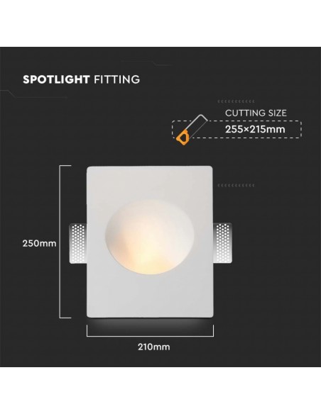 6771-Portafaretto LED da Incasso rettangolare GU in Gesso Colore Bianco-3