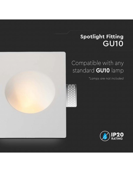 6771-Portafaretto LED da Incasso rettangolare GU in Gesso Colore Bianco-5
