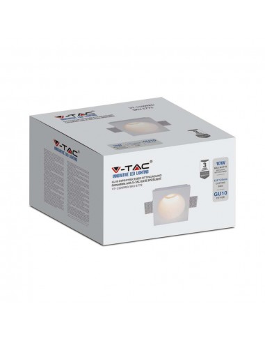 6772-Portafaretto LED da Incasso Quadrata GU in Gesso Colore Bianco-2