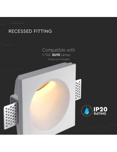 6772-Portafaretto LED da Incasso Quadrata GU in Gesso Colore Bianco-5