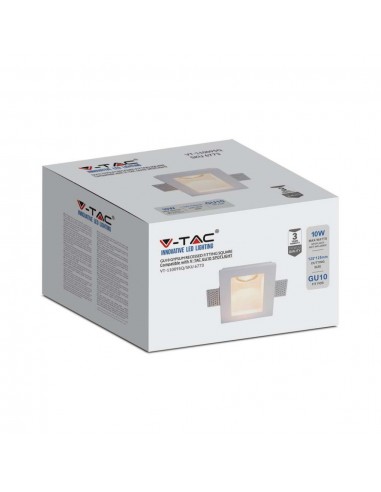 6773-Portafaretto LED da Incasso Quadrato GU Corpo in Gesso Bianco-2