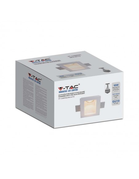 6773-Portafaretto LED da Incasso Quadrato GU Corpo in Gesso Bianco-2