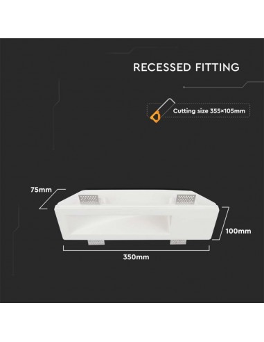 6774-Portafaretto LED da Incasso Rettangolare GU Corpo in Gesso Bianco-3