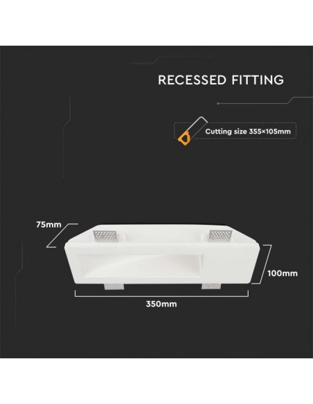 6774-Portafaretto LED da Incasso Rettangolare GU Corpo in Gesso Bianco-3
