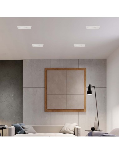 6774-Portafaretto LED da Incasso Rettangolare GU Corpo in Gesso Bianco-4