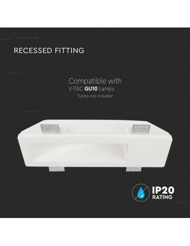 6774-Portafaretto LED da Incasso Rettangolare GU Corpo in Gesso Bianco-5