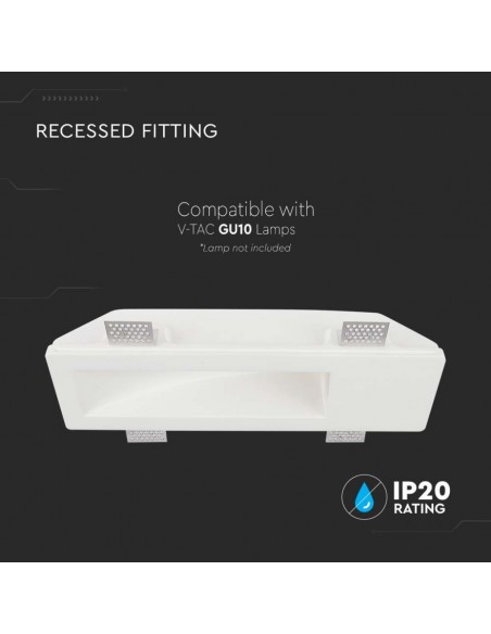 6774-Portafaretto LED da Incasso Rettangolare GU Corpo in Gesso Bianco-5