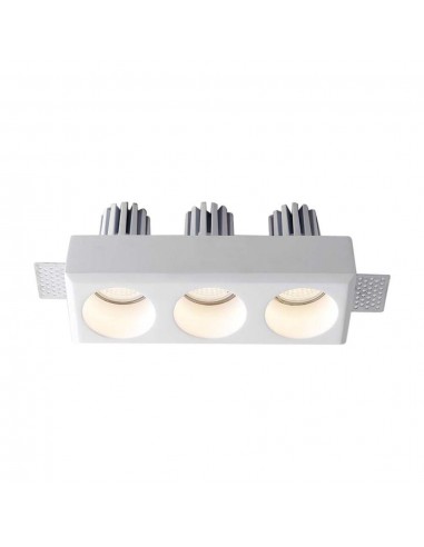 6776-Portafaretto LED Triplo da Incasso Rettangolare xGU e GU MR Corpo in Gesso Bianco-1