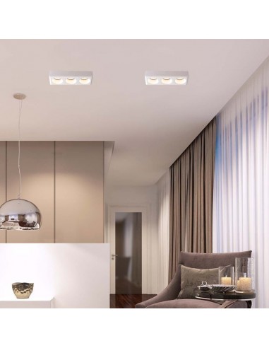 6776-Portafaretto LED Triplo da Incasso Rettangolare xGU e GU MR Corpo in Gesso Bianco-4