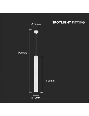 6780-Portafaretto LED a Sospensione GU Corpo in Alluminio Bianco DxMM-2