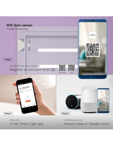 6782-Sensore di Porte con Controllo WiFi Colore Bianco Compatibile con Google Home e Amazon Alexa-7