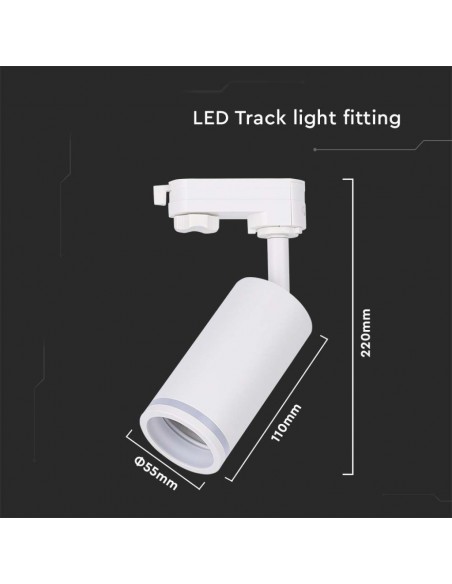 6783-Portafaretto LED per Binario Trifase GU Colore Bianco-2