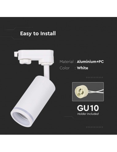 6783-Portafaretto LED per Binario Trifase GU Colore Bianco-5