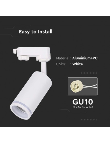 6783-Portafaretto LED per Binario Trifase GU Colore Bianco-5