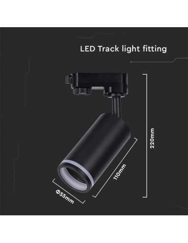 6784-Portafaretto LED per Binario Trifase GU Colore Nero-3