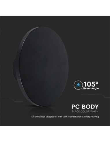 Plafoniera LED Rotonda 12W Nero d:...