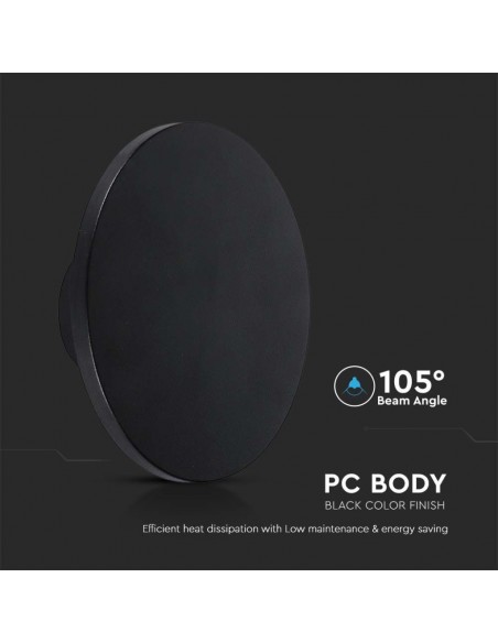 Plafoniera LED Rotonda 12W Nero d: 160mm h: 60mm 4000K IP65