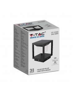 6805-Lampada Solare LED da terra  Quadrata con Sensore di Movimento Colore Nero  -1 2