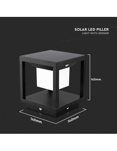 6805-Lampada Solare LED da terra  Quadrata con Sensore di Movimento Colore Nero  -3