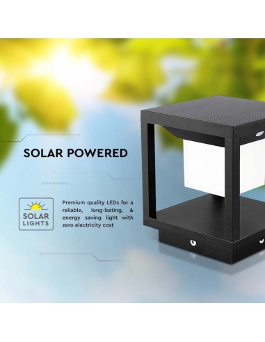 6805-Lampada Solare LED da terra  Quadrata con Sensore di Movimento Colore Nero  -5