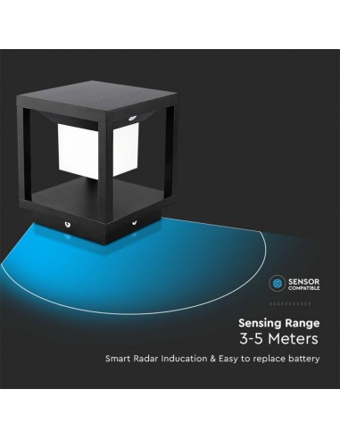 6805-Lampada Solare LED da terra  Quadrata con Sensore di Movimento Colore Nero  -7