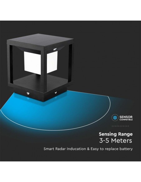 6805-Lampada Solare LED da terra  Quadrata con Sensore di Movimento Colore Nero  -7
