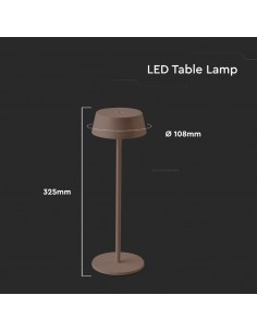 6821-Lampada LED da Tavolo  Colore Corten in Alluminio ricaricabile con USB C Touch Dimmerabile -1 2