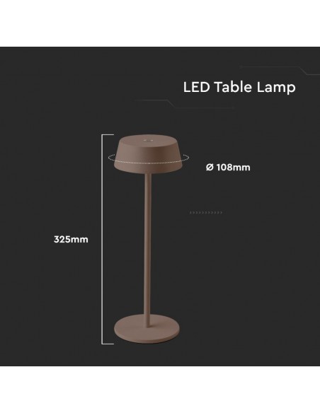 6821-Lampada LED da Tavolo  Colore Corten in Alluminio ricaricabile con USB C Touch Dimmerabile -2