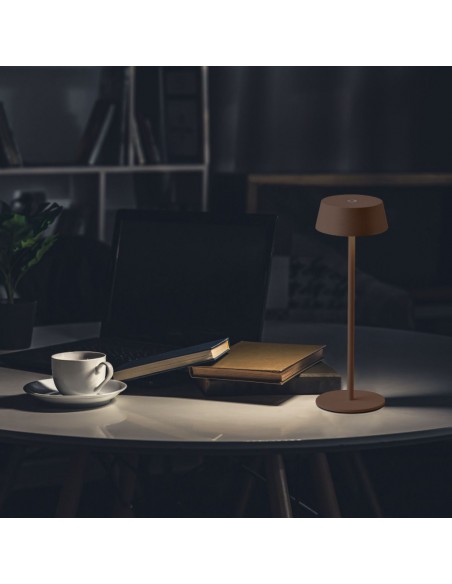 6821-Lampada LED da Tavolo  Colore Corten in Alluminio ricaricabile con USB C Touch Dimmerabile -3