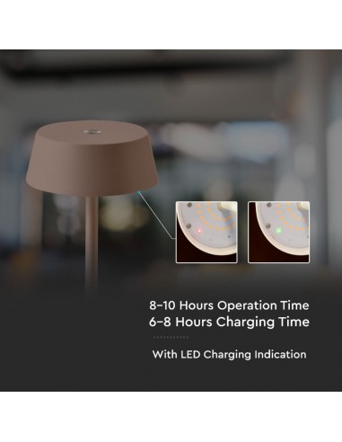 6821-Lampada LED da Tavolo  Colore Corten in Alluminio ricaricabile con USB C Touch Dimmerabile -5