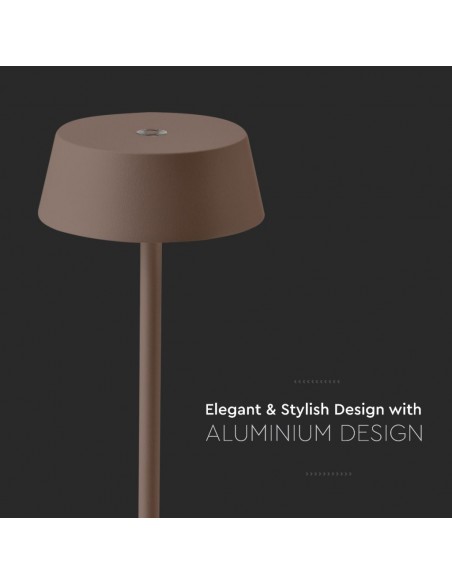 6821-Lampada LED da Tavolo  Colore Corten in Alluminio ricaricabile con USB C Touch Dimmerabile -6