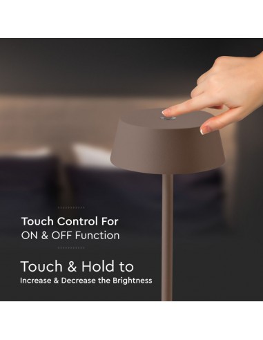 6821-Lampada LED da Tavolo  Colore Corten in Alluminio ricaricabile con USB C Touch Dimmerabile -7