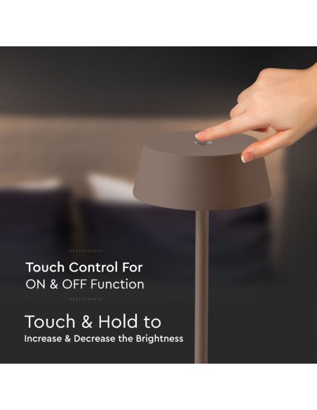 6821-Lampada LED da Tavolo  Colore Corten in Alluminio ricaricabile con USB C Touch Dimmerabile -7
