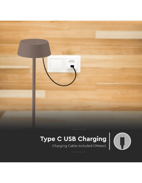 Lampada LED da Tavolo 2W Corten in Alluminio ricaricabile con USB C Touch Dimmerabile 3000K