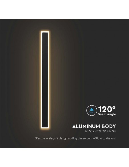 Lampada LED da Muro 17W Nero 85x54x625mm Fascio 360° 3000K IP65