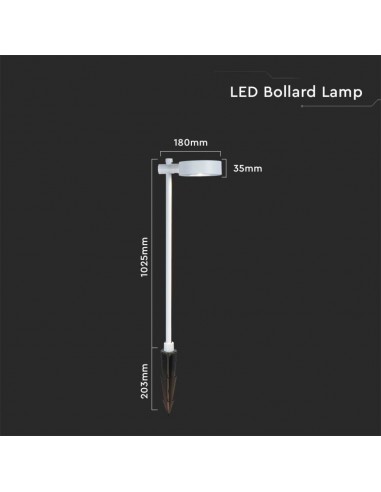 6837-Lampada LED da Giardino  con Picchetto a con Doppio Fissaggio a Terra Colore Bianco hcm  -3