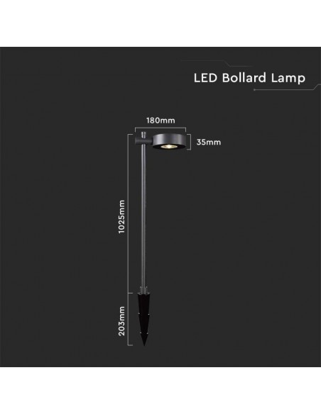 6838-Lampada LED da Giardino  con Picchetto a con Doppio Fissaggio a Terra Colore Nero hcm  -3