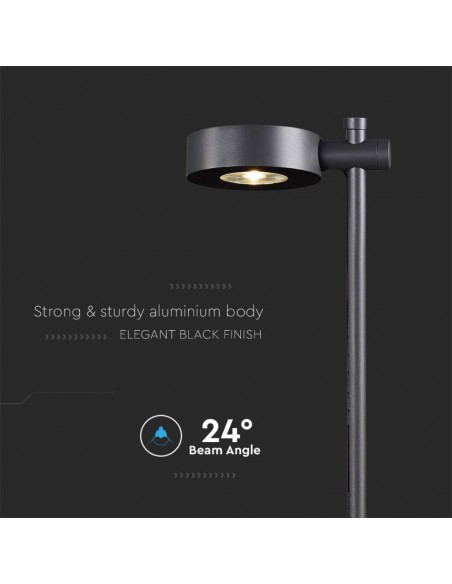 6838-Lampada LED da Giardino  con Picchetto a con Doppio Fissaggio a Terra Colore Nero hcm  -7