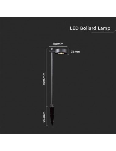 6839-Lampada LED da Giardino  con Picchetto a con Doppio Fissaggio a Terra Colore Nero hcm  -3
