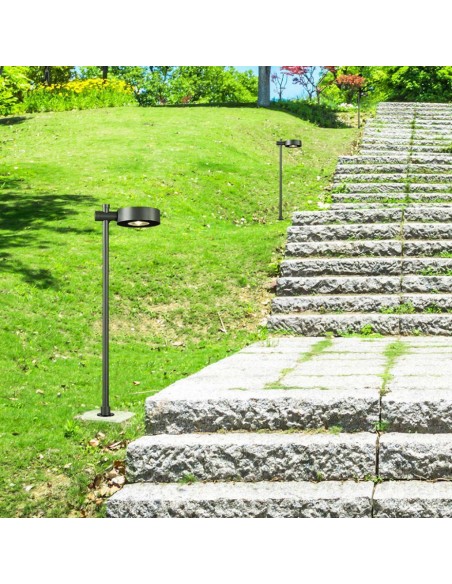 6839-Lampada LED da Giardino  con Picchetto a con Doppio Fissaggio a Terra Colore Nero hcm  -5